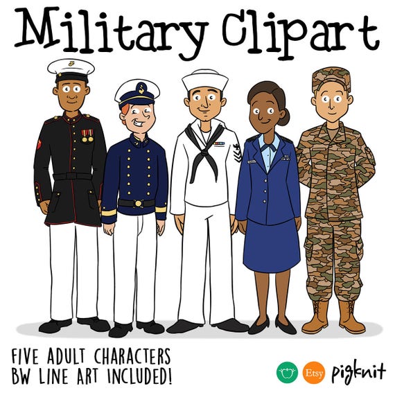Military Soldier Printable Digital Clipart Png Set for Instant | Etsy