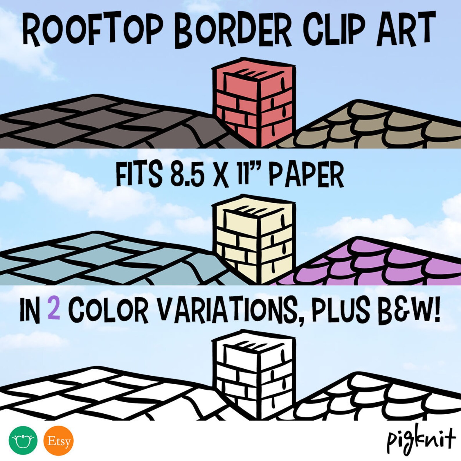 House Roof Border Printable Digital Paper Clipart Png Set for Etsy