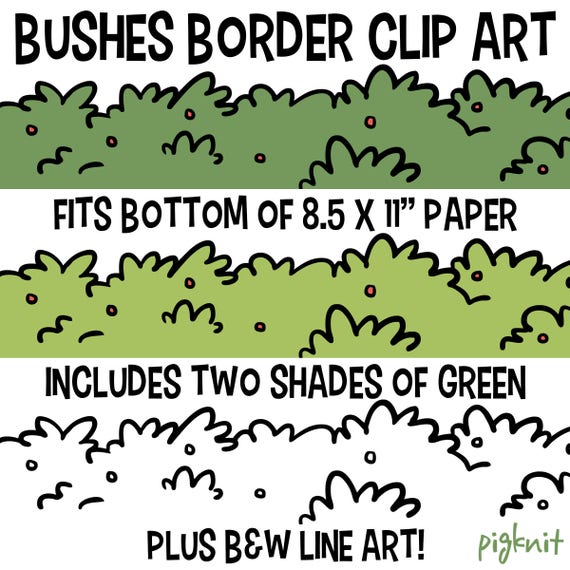 Bush Border Printable Digital Paper Clipart Png Set For Etsy