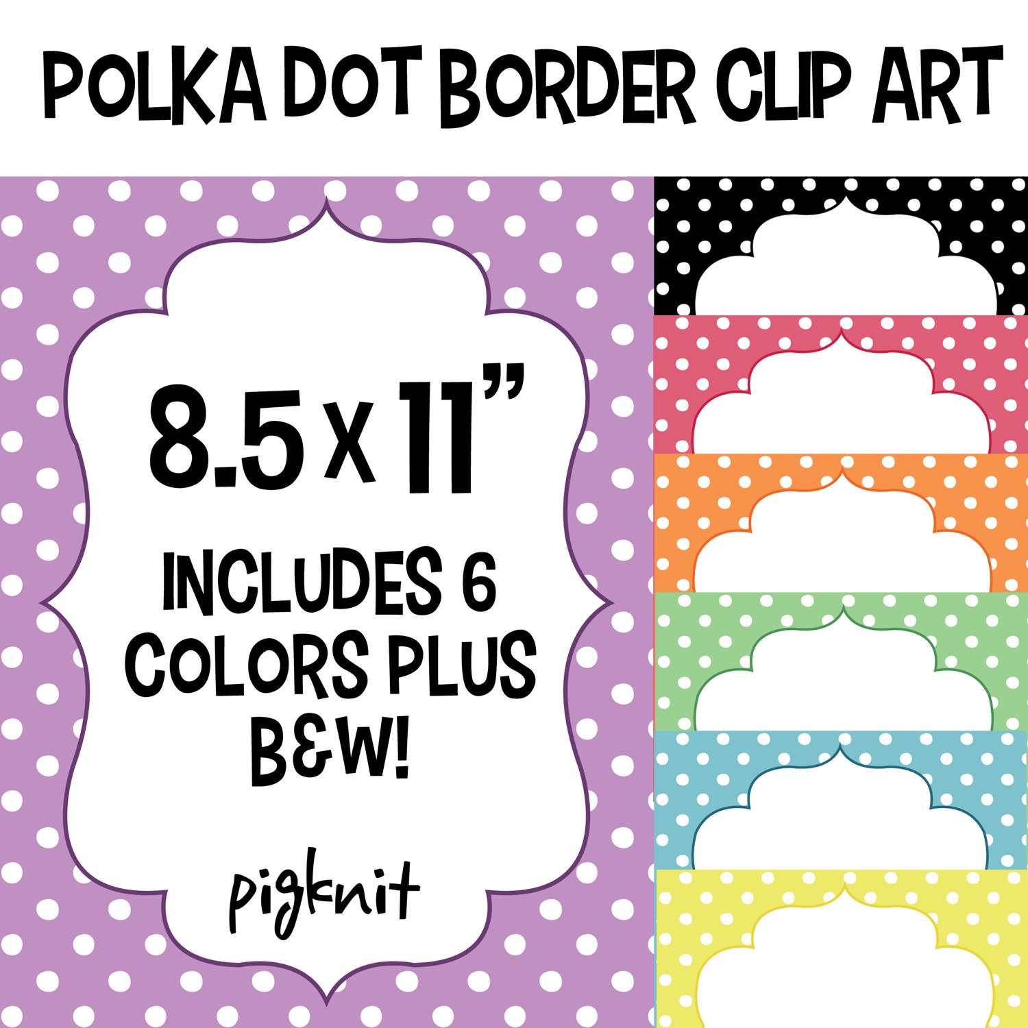 Pollka Dot Border Printable Digital Paper Frame Clipart Png - Etsy Sweden