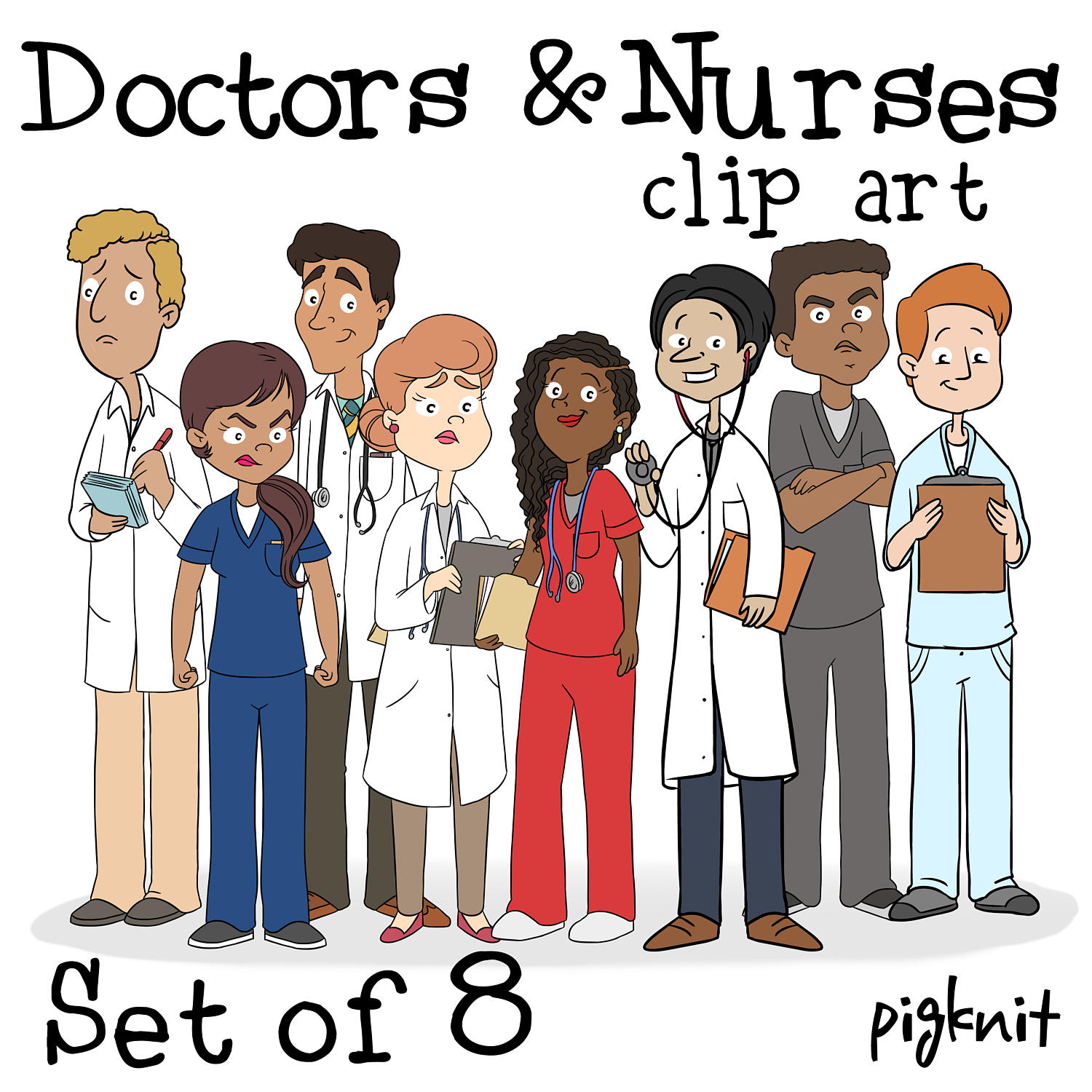 Download Medical doctor and nurse printable digital clipart png set ...