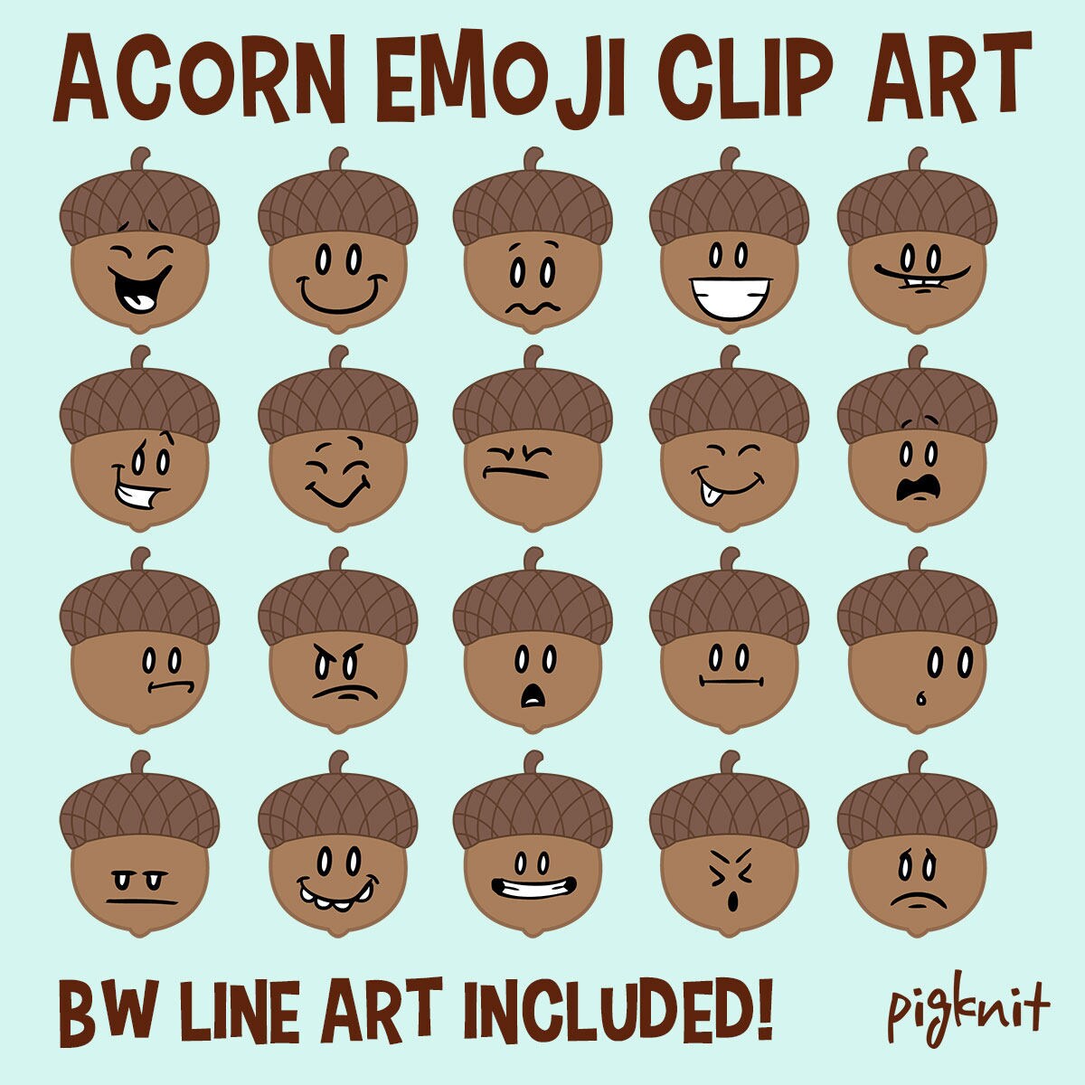 Acorn Emoji Printable Digital Clipart Png Set for Instant Etsy Singapore