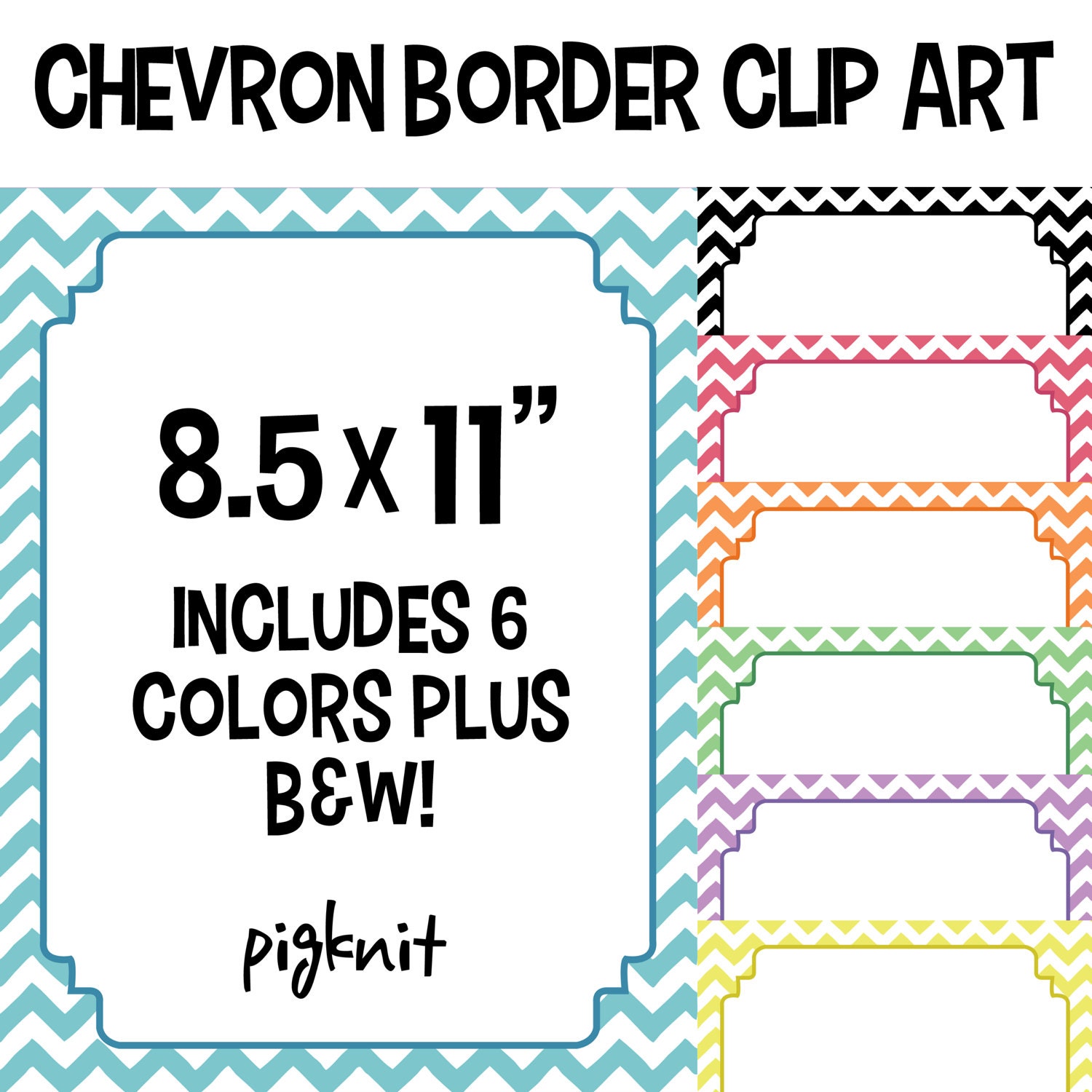 Chevron Border Printable Digital Paper Clipart Png Set For Etsy