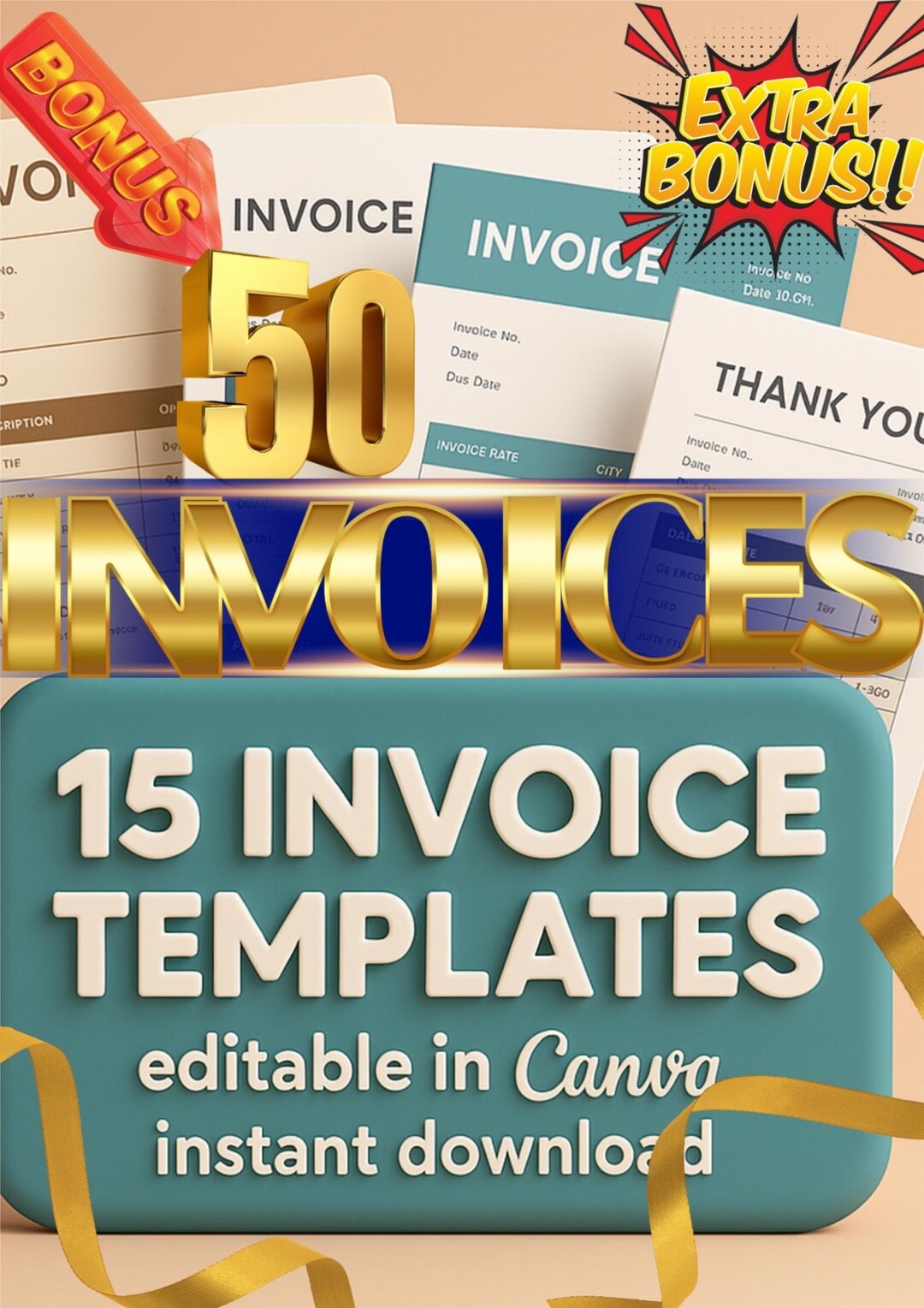 Bundle of 15+50=65 New Invoice Templates | Editable Invoice Template ...