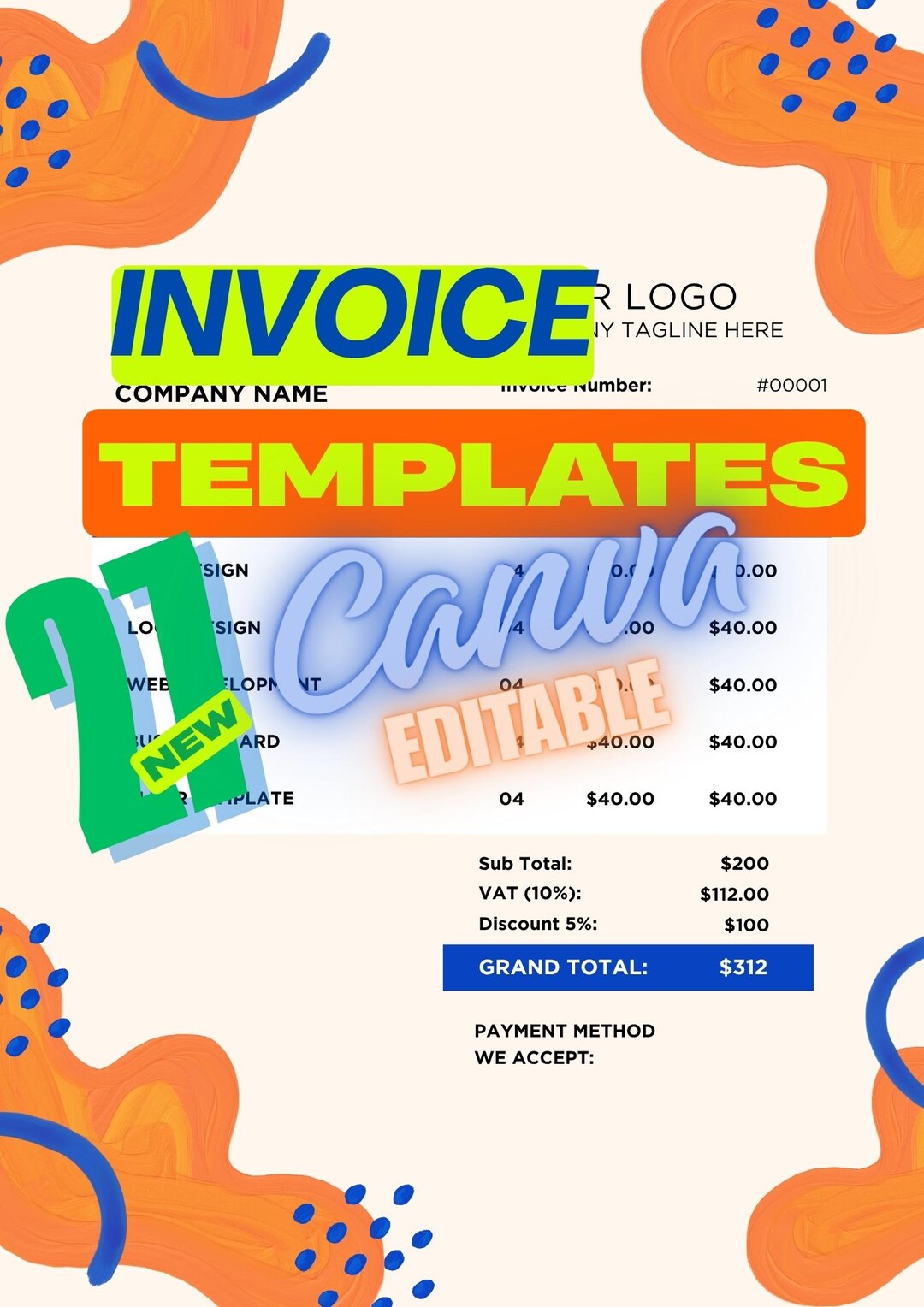 Bundle of 5+22=27 Invoice Templates for Laptop Shop, Computer Shop ...
