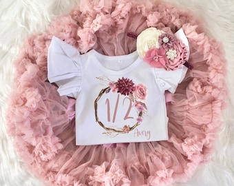 Half Birthday Girl Outfit Pink Purple "evey" 6 Month Tutu for Girls - Etsy