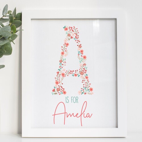 Baby Name Print Letter Wall Art Birth Stats Print Baby Girl Etsy