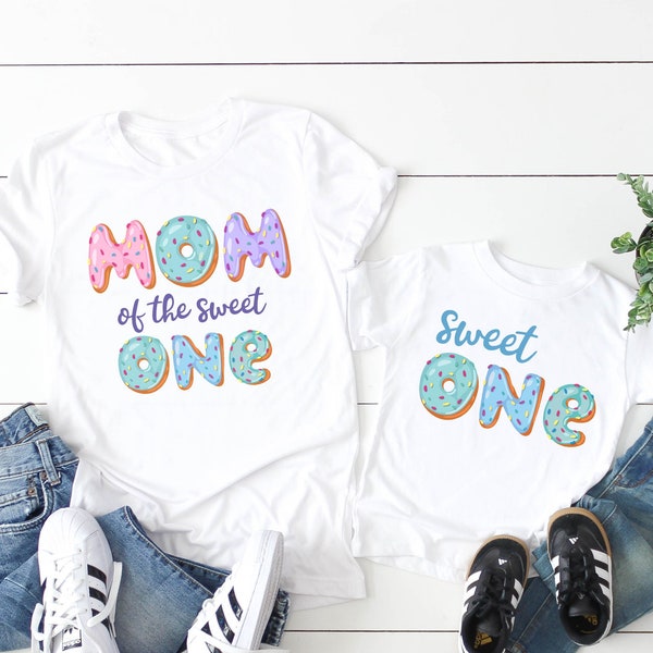 Sweet One Blue Donut 1st Birthday Shirt, First Birthday Girl or Boy Matching Family Shirts, Boys Blue Donuts Theme Party