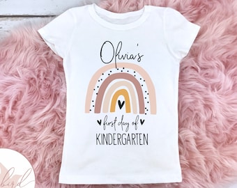 Personalized It's My First Day of Kindergarten Shirt, Boho Rainbow Girls Tee, Mauve, First Day of Preschool, 1st Day of Pre School, Grade 1