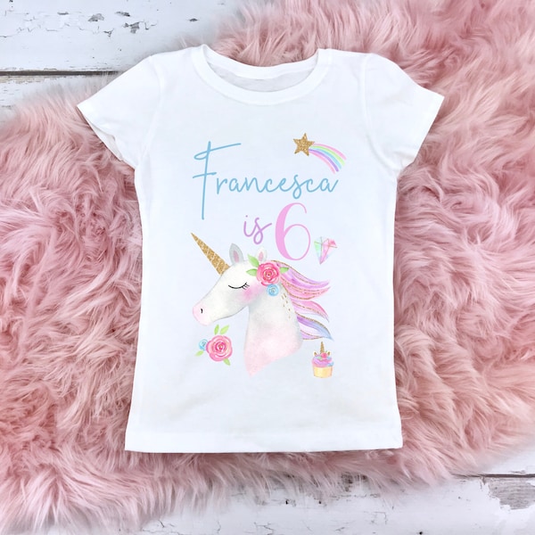 Personalized Unicorn Birthday Girl Shirt, 2nd birthday girl shirt, 3rd, birthday girl, 4th, birthday girl, 5th birthday girl, 6th birthday