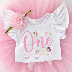 Fairy One 1er anniversaire Tutu tenue fille, premier anniversaire tenue de fées paillettes rose et or, ensemble cadeau gâteau smash tenue pour bébé fille