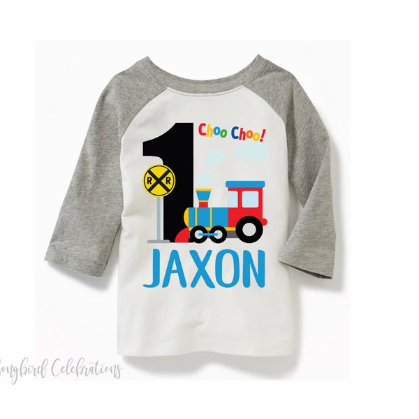 First Birthday Boy Onesie® Train Shirt 1st Birthday Boy Shirt One 1 Choo Choo Train Shirt Baseball Style Raglan Personnalisé avec nom