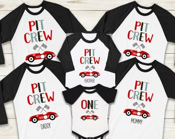 Pit Crew Family of the Birthday BOY Shirts, 1st Birthday BOY Onesie®, First Birthday Race Car Matching Family Shirts, Racing Birthday Party