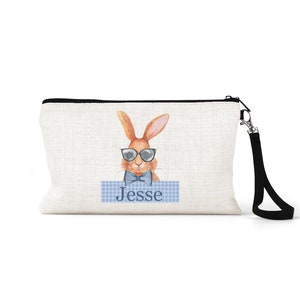 Sac de fournitures d'art personnalisé avec trousse de lapin de Pâques, lapin aquarelle, cadeau de Pâques, cadeau de Pâques pour fille, cadeau de Pâques pour garçon