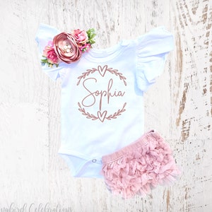 Personalized NEWBORN Onesie® Outfit for Baby Girl, Home From Hospital, Coming Home Outfit, Photoshoot Newborn Photography, Ruffle Bloomers