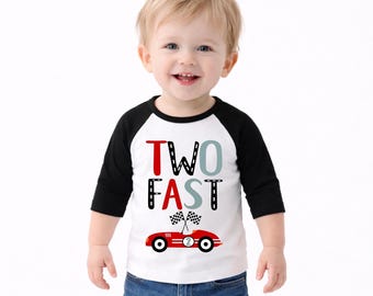 2nd Birthday Race Car Shirt for Boys | Two Fast Birthday Shirt | Toddler Race Car Tee | Personalized Name