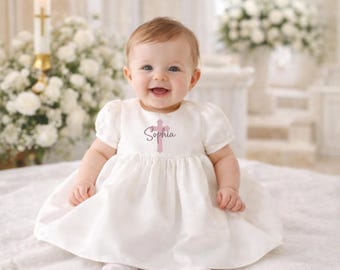 Abito da battesimo per bambina, abito da battesimo in pizzo bianco, abito lungo in pizzo con cuffia, abiti da battesimo in pizzo per bambine