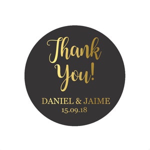 Thank You Wedding Favor Stickers Black and Gold Favour Wedding Labels Tags Thank You Labels Seals Wedding Bridal