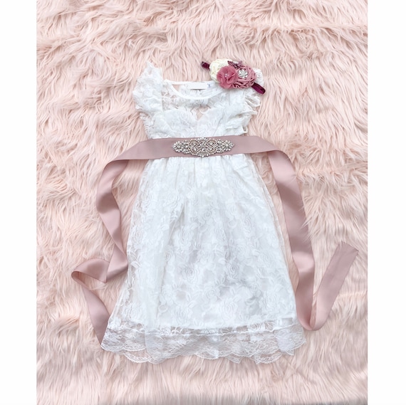 vintage rose flower girl dress