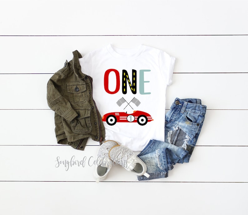 RACE CAR 1st Birthday Boy Shirt First Birthday Boys Baseball