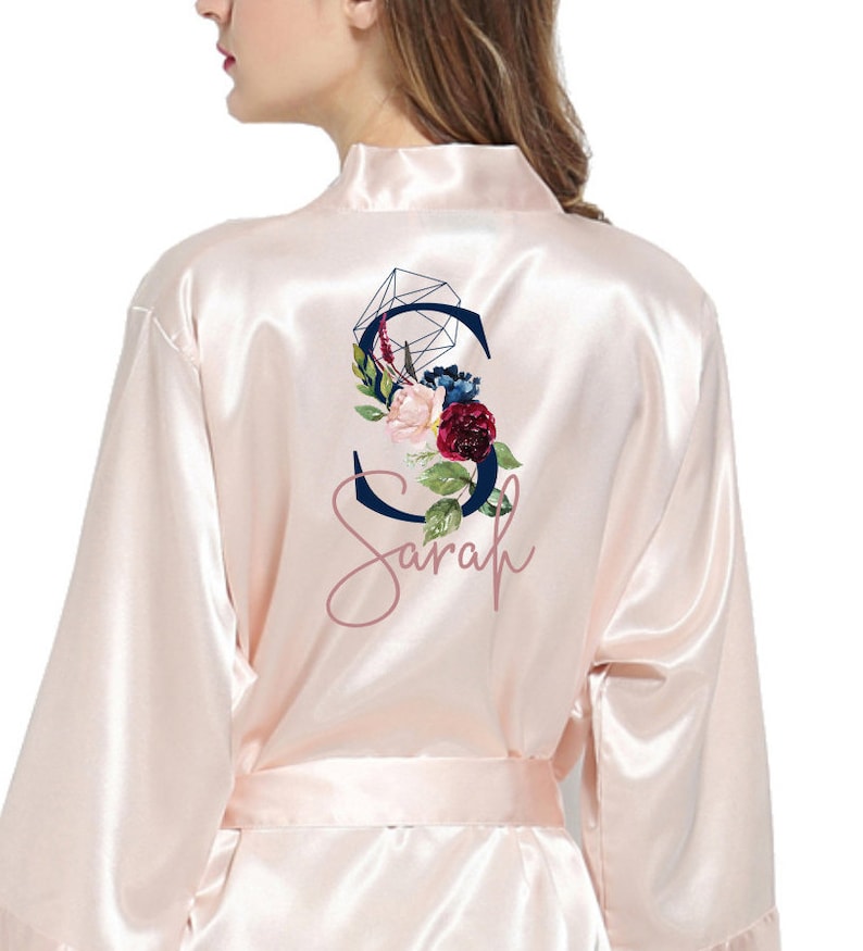 Blush Pink & Mauve Personalized Satin Robe Monogrammed Robes Etsy