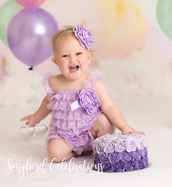 Lavender Lace Romper 1st Birthday Girl Outfit Headband Flower Girl Cake  Smash Layered Ruffles Purple Mermaid Party Easter Outfit Baby Girl - Etsy