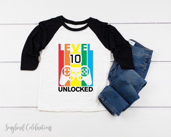 Level 10 Unlocked T-Shirt 10th Birthday Party Gamer T Shirt Level 10 Unlocked T-Shirt 10th Birthday Party Gamer T Shirt
