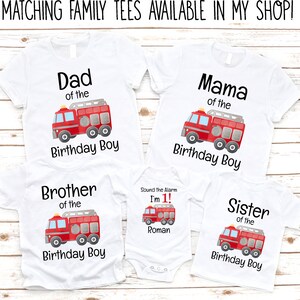 FIRE TRUCK 3rd Birthday Boy Shirt, Third Birthday Boys Baseball Raglan, Birthday Onesie® Firetruck Party, Personalized with Name and Number image 4