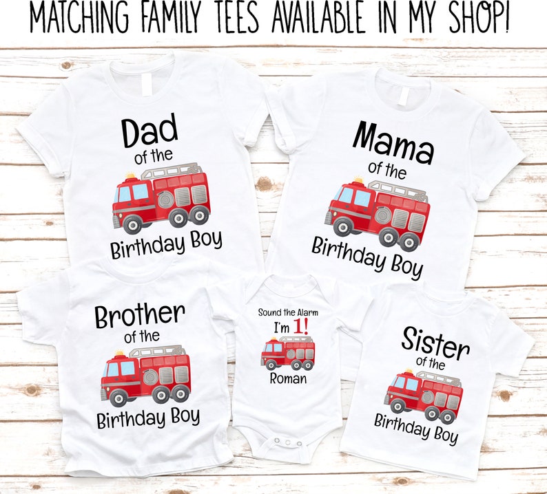 FIRE TRUCK 3rd Birthday Boy Shirt, Third Birthday Boys Baseball Raglan, Birthday Onesie® Firetruck Party, Personalized with Name and Number image 4