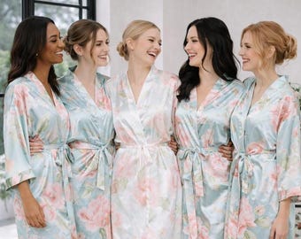 Floral Satin Robe Robes Christmas Gift for Wife Gift for Mom Gift for Sister Gift for Aunt