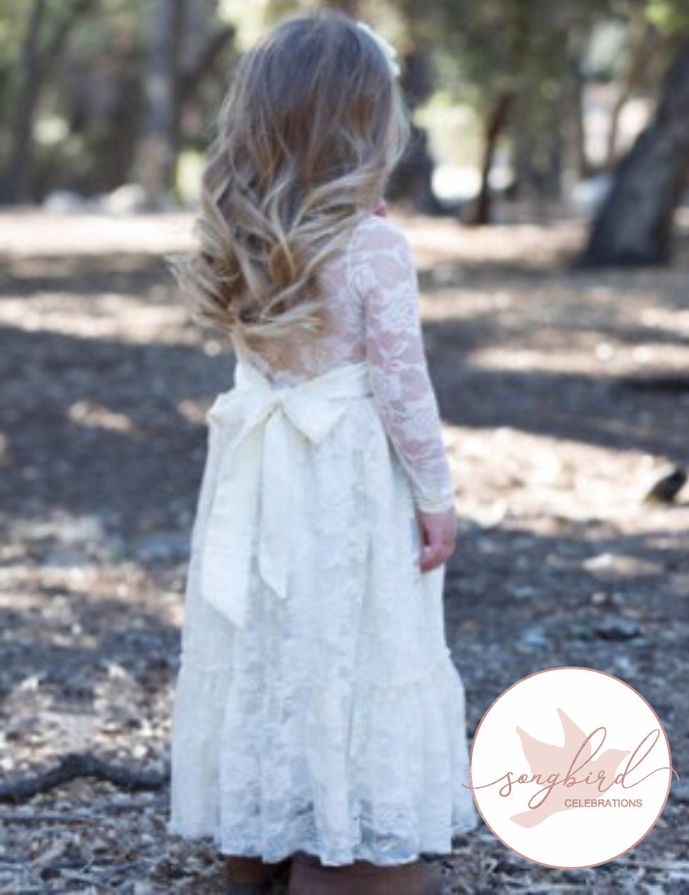 Boho Long Sleeve A-line Lace Flower Girl Dresses, Lovely Little Girl Dresses, FG063 main image 0