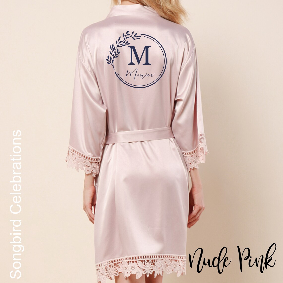 White Navy Blue Monogram Bridesmaid Robes Bridal Robe For Etsy