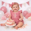 Embroidered Personalized 1st Birthday Girl Romper | Natural Cotton Muslin Romper | First Birthday Girl Cake Smash Outfit | Custom Name Set