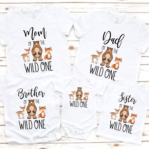 WILD ONE 1st Birthday Boy or Girl Onesie®, First Birthday Matching Family Shirts, Dad of the Wild One, Mom of the Wild One Cake Smash Outfit