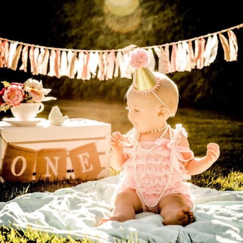 Ivory Lace Romper 1st Birthday Girl Outfit Baby Headband Etsy