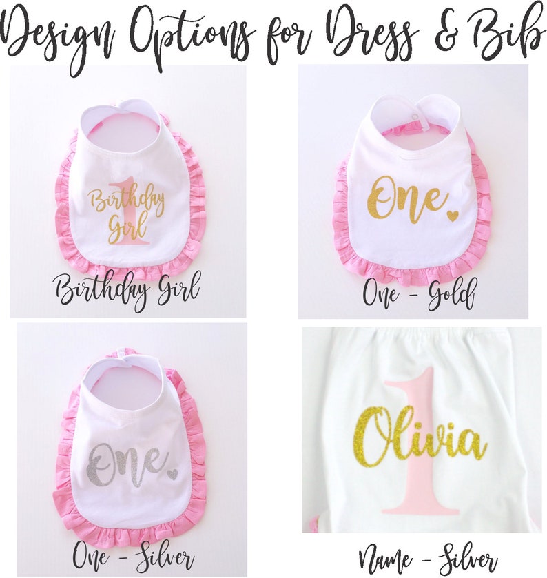 First Birthday Girl Dress, First Birthday Tutu Outfit Girl, Pink and Gold One Tutu Outfit, Cake Smash Outfit Baby Girl, First Birthday Bib image 10