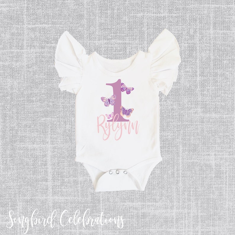 Butterfly Personalized 1st Birthday Girl Onesie® Outfit One Etsy