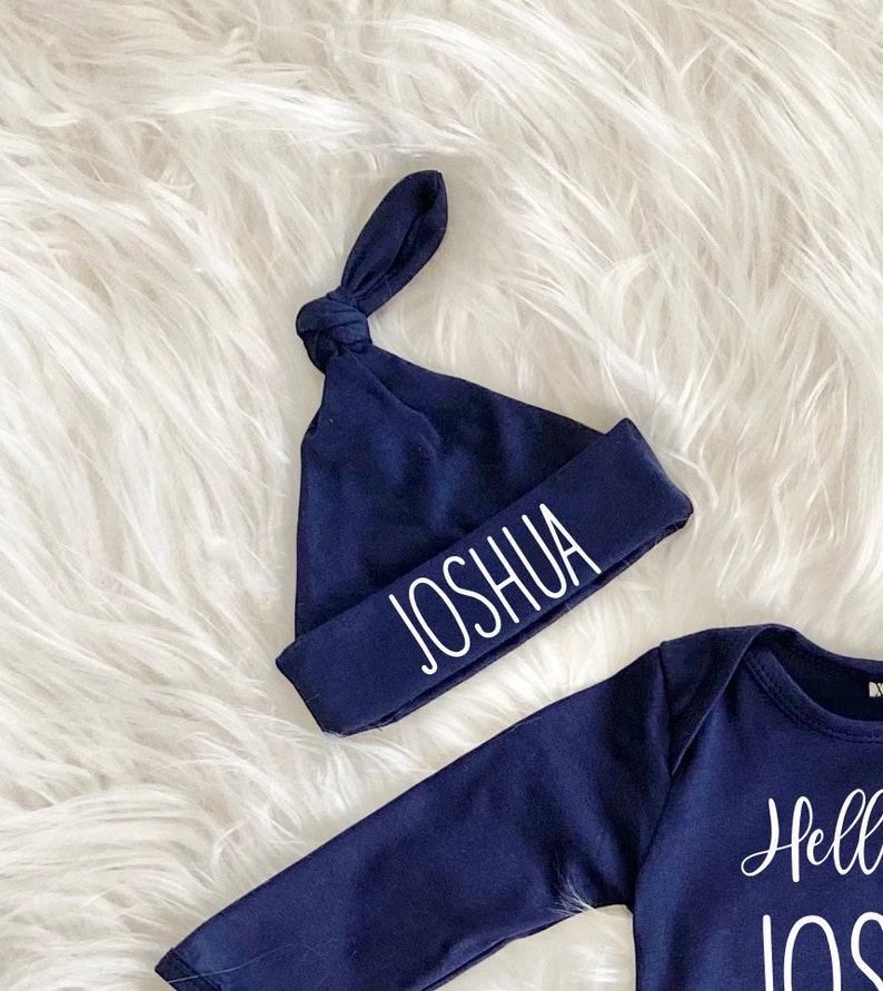 Personalized Knotted Baby Gown With Name Olive Green Gown Boy Etsy