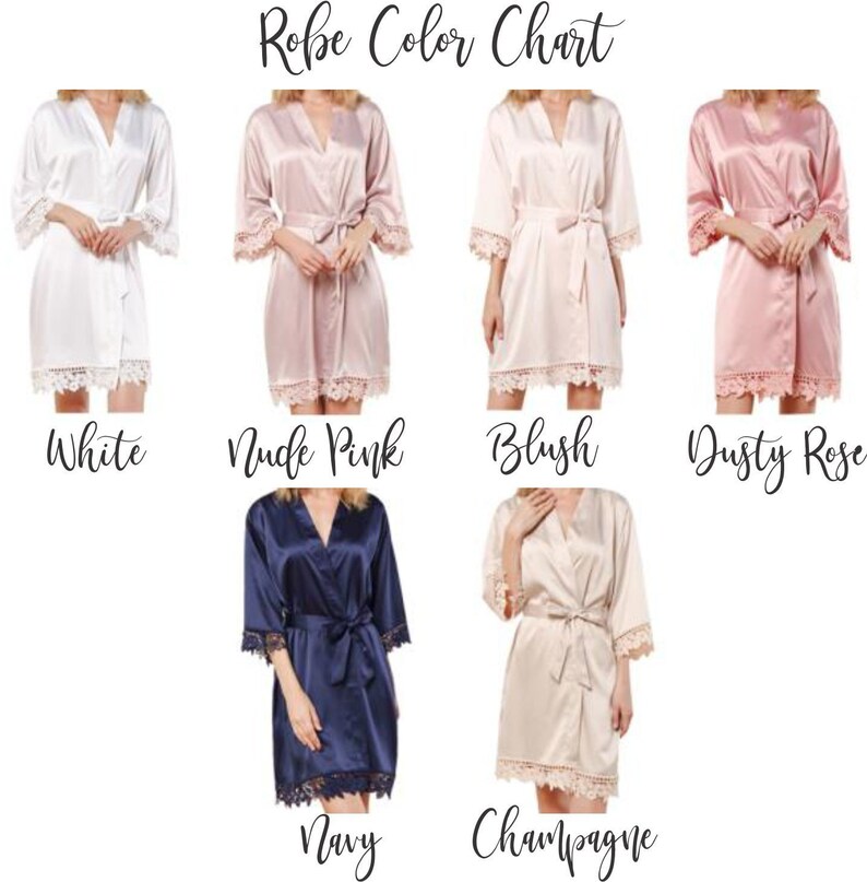 Navy Blue Bridesmaid Robes Bridal Party Satin & Lace Robes Etsy Canada