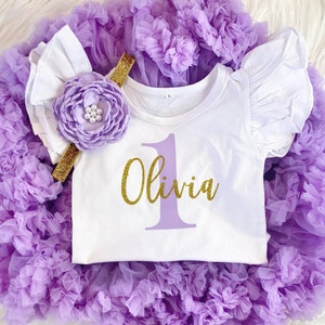 One - Birthday Outfit - Lavender Purple and Silver/Gold Glitter
