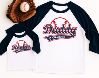 Rookie of the Year First Birthday Boy Baseball Shirt, Mommy Daddy of the Rookie, 1st Birthday Boy Shirt, Red Navy Blue Baseball Raglan