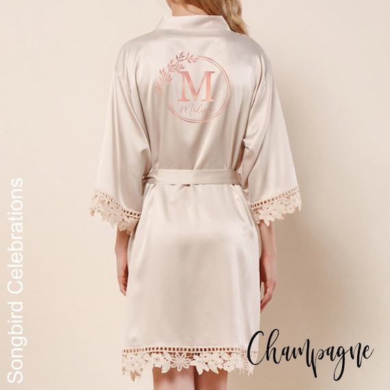 Champagne Rose Gold Monogram Bridesmaid Robes Bridal Robe for - Etsy