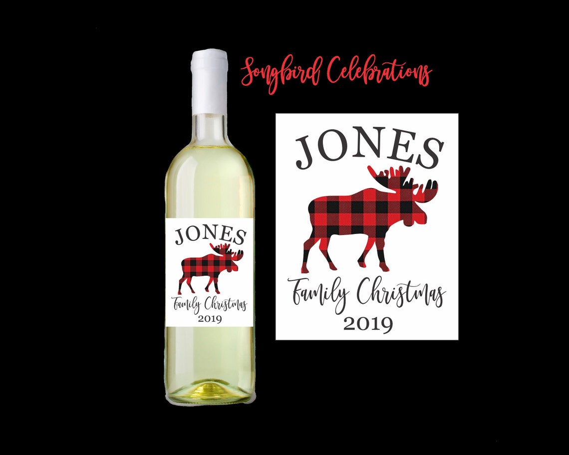 Personalized Christmas Wine Labels for Host Gift Hostess