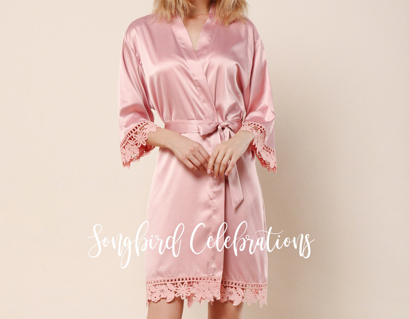 Navy Blue Bridesmaid Robes Bridal Party Satin & Lace Robes Etsy Canada