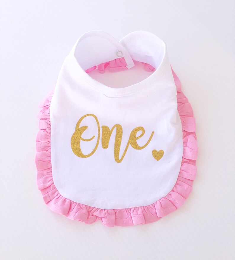 First Birthday Girl Dress, First Birthday Tutu Outfit Girl, Pink and Gold One Tutu Outfit, Cake Smash Outfit Baby Girl, First Birthday Bib image 8