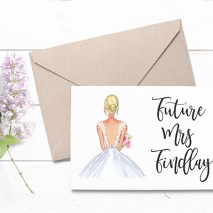 PERSONNALISABLE Future Mme Carte de vœux personnalisée Bride to Be Carte de fiançailles Carte de douche nuptiale Bachelorette Carte cadeau de fiançailles Cadeau