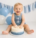 Embroidered Personalized Blue Corduroy Romper 1st Birthday Boy Outfit | Cake Smash Outfit with Crown