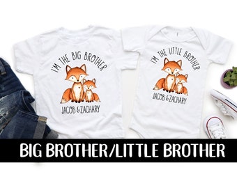 Big Brother Little Brother Matching Shirt Set, Baby Fox Woodland Animals Design, I'm a Big Brother, I'm a Little Brother, Brother Onesie®