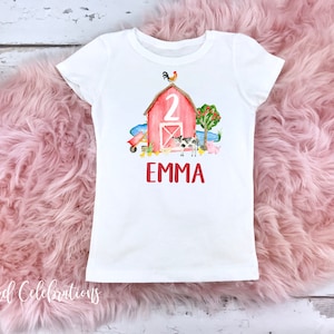 FARM 2nd Birthday Girl Shirt, Barn First Birthday Boy Baseball Raglan, Second Birthday Girls Farm Shirt, Personalized with Name Farm