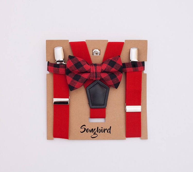 I'm 1 Let's Party Buffalo Plaid Bow Tie Suspenders 1st First Birthday Outfit Boy Lumberjack Party Red Black White Onesie® Cake Smash Boy image 8